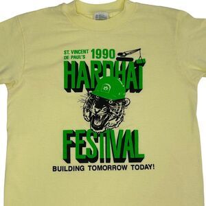 Vintage 90s Vincent De Pauls Festival T Shirt Youth Medium 10-12 Kids USA Yellow